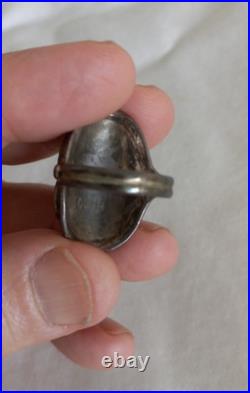 Vintage Native American Genuine Coral Snake Eye Ring by Artist B. Touchin