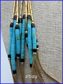 Vintage Native American Gold Plated Multistrand Layered Necklace 24