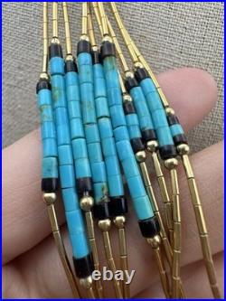Vintage Native American Gold Plated Multistrand Layered Necklace 24