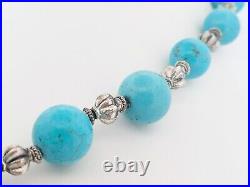 Vintage Native American Graduated Turquoise Ball Sterling Necklace -77gr 17-20