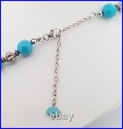 Vintage Native American Graduated Turquoise Ball Sterling Necklace -77gr 17-20