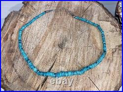 Vintage Native American Graduated Turquoise Disc Necklace 19 Long Beautiful