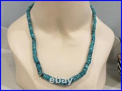 Vintage Native American Graduated Turquoise Disc Necklace 19 Long Beautiful