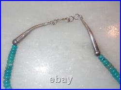 Vintage Native American Graduated Turquoise Disc Necklace 19 Long Beautiful