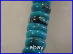 Vintage Native American Graduated Turquoise Disc Necklace 19 Long Beautiful