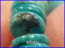 Vintage Native American Graduated Turquoise Disc Necklace 19 Long Beautiful