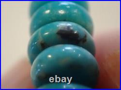Vintage Native American Graduated Turquoise Disc Necklace 19 Long Beautiful