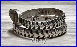 Vintage Native American Hallmarked Sterling Silver Snake Wrap Ring, Size 8.5