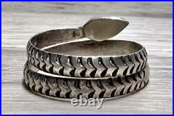 Vintage Native American Hallmarked Sterling Silver Snake Wrap Ring, Size 8.5