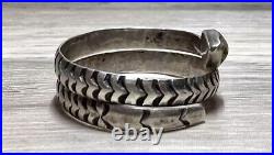 Vintage Native American Hallmarked Sterling Silver Snake Wrap Ring, Size 8.5