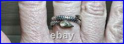 Vintage Native American Hallmarked Sterling Silver Snake Wrap Ring, Size 8.5