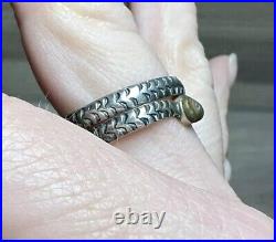 Vintage Native American Hallmarked Sterling Silver Snake Wrap Ring, Size 8.5