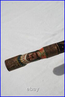 Vintage Native American Hand Carved Indian Cane Folk Art Stunner Unique Rare USA