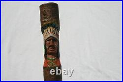 Vintage Native American Hand Carved Indian Cane Folk Art Stunner Unique Rare USA