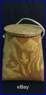 Vintage Native American Hand Made Birch Bark Pouch Probably From Maine