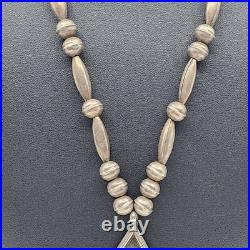 Vintage Native American Handmade Beaded Necklace With Sterling Royston Turquoise