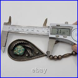 Vintage Native American Handmade Beaded Necklace With Sterling Royston Turquoise