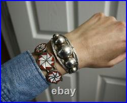 Vintage Native American Harvey Era Sterling Silver Cuff Bracelet