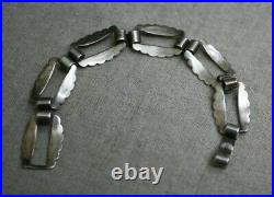 Vintage Native American Harvey Era Sterling Silver Turquoise Link Bracelet