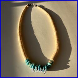 Vintage Native American Heishi Bead Turquoise & Shell Necklace 20 Inches