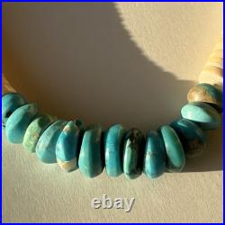 Vintage Native American Heishi Bead Turquoise & Shell Necklace 20 Inches