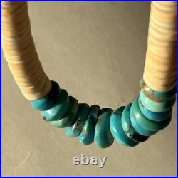 Vintage Native American Heishi Bead Turquoise & Shell Necklace 20 Inches