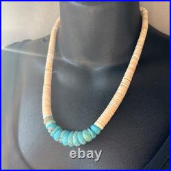 Vintage Native American Heishi Bead Turquoise & Shell Necklace 20 Inches
