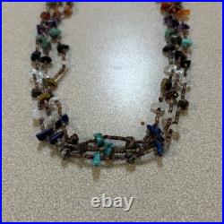 Vintage Native American Heishi Necklace 3 Strand Turquoise Multi Stone