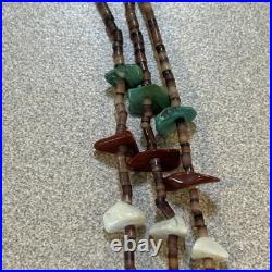 Vintage Native American Heishi Necklace 3 Strand Turquoise Multi Stone