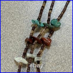 Vintage Native American Heishi Necklace 3 Strand Turquoise Multi Stone