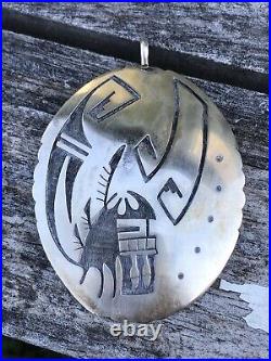Vintage Native American Hopi Overlay Pendant Necklace