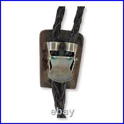 Vintage Native American Hopi Sterling Silver Turquoise Bear Paw Bolo Tie
