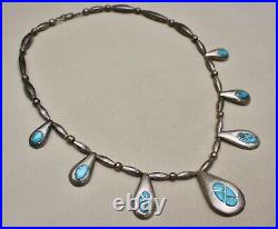 Vintage Native American Hopi Sterling Silver Turquoise Necklace