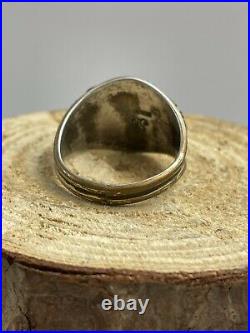 Vintage Native American Horseshoe Ring Sterling Silver Signed S. Ray Size12