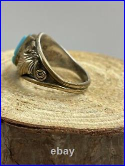 Vintage Native American Horseshoe Ring Sterling Silver Signed S. Ray Size12