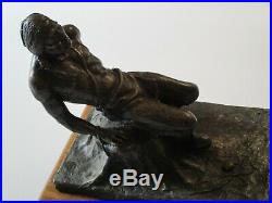 Vintage Native American Indian Chief Seated Man Sculpture Bronze Metal Statue