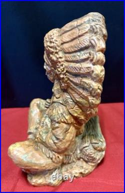 Vintage Native American Indian Chief Swirl Layered Clay Resin Art Sculpture