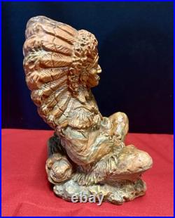 Vintage Native American Indian Chief Swirl Layered Clay Resin Art Sculpture