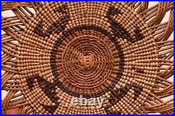 Vintage Native American Indian Hupa Yurok Woven Basket Plaque Flat- Tray Trivet