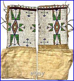 Vintage Native American Indian Large Beaded Leggings Matched Pair 1880s-1890s