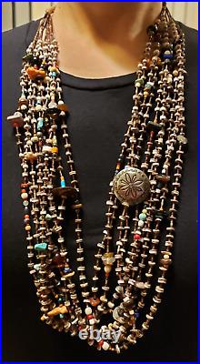 Vintage Native American Indian Necklace 10 Strands Heishi