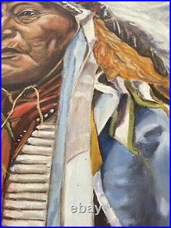 Vintage Native American Indian Oil Painting 18 X 24