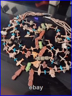 Vintage Native American Indian Zuni Multi Color 5 Strand Fetish Beaded Necklace