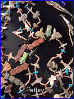 Vintage Native American Indian Zuni Multi Color 5 Strand Fetish Beaded Necklace