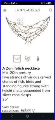 Vintage Native American Indian Zuni Multi Color 5 Strand Fetish Beaded Necklace