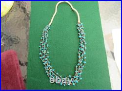 Vintage Native American Kingman Turquoise 5 strand Nugget necklace