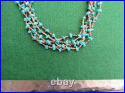 Vintage Native American Kingman Turquoise 5 strand Nugget necklace