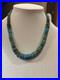 Vintage Native American Kingman Turquoise Disc Beads Brass Tone Necklace 18