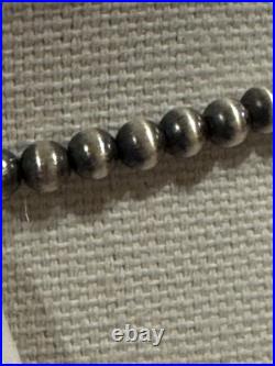 Vintage Native American Kingman Turquoise Disc Beads Brass Tone Necklace 18