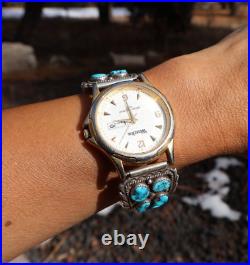 Vintage Native American Kingman Turquoise Flexible Watch Handmade Jewelry